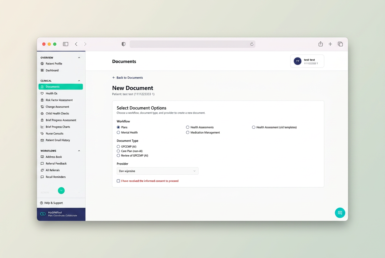 AI-Assisted Care Planning interface preview